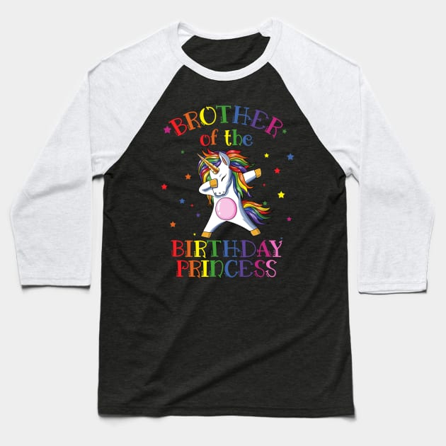 Brother Of Birthday Princess Unicorn Baseball T-Shirt by LotusTee